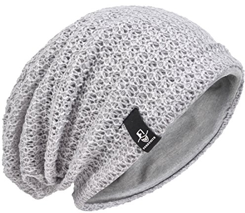 Hombre Gorro de Punto Slouch Beanie Knit Invierno Verano Hat (Gris Claro)