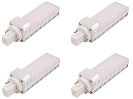4 x confezione lampada LED G24 lampada fluorescente compatta, ruotabile alluminio G24 2-pin lampada fluorescente compatta CFL/LED,intensità non variabile,13W 1300LM,3000k Warm White