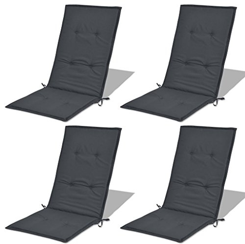 Festnight 4 STK Hochlehner Auflage Stuhlauflage Sitzauflage Anthrazit 120 x 50 x 3 cm