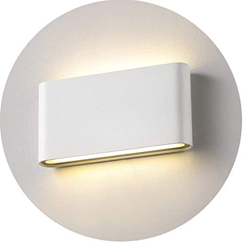 Topmo-plus 12w lampada da parete a LED Lampada Muro in Alluminio Applique da parete Esterna impermeabile IP65 18 cm (Bianco/Bianco caldo)