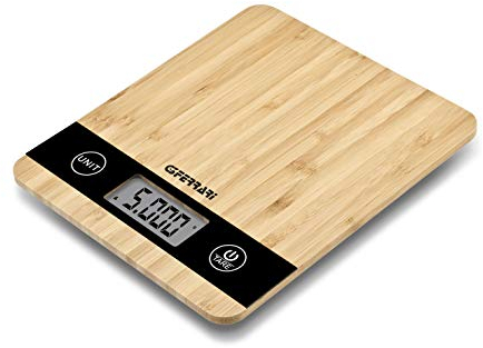 G3 Ferrari G2008700 Bilancia elettronica da Cucina, 1 gr/5 Kg, Eco-friendly, Piano in Bambù, Sensore ad alta precisione, Display LCD 62 x 28mm
