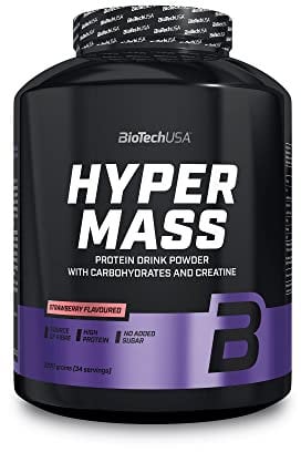 BioTechUSA Hyper Mass | Prise de masse avec mélange de glucides et de protéines | Créatine micronisée | Sans gluten, 2.27 kg, Fraise