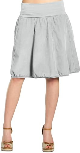 Caspar RO004 Damen Cord Rock Knielang, Farbe:hell grau, Größe:L-XL