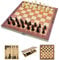 Jsdoin 3 in 1 Chess Set - 12x12, Wooden Travel Folding/Portable Chess Kit Cardboard Games for Kids, Adults, Boys, Girls, Family(29cm×29cm)