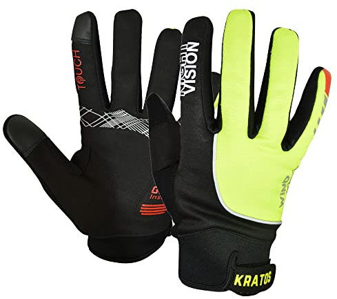 Kratos - Mountainbike warme Winterhandschuhe für Männer & Frauen MTB Touchscreen Handschuhe Anti-Rutsch Verstellbare Fahrradhandschuhe zum Fahren Reiten Laufen Skifahren Wandern
