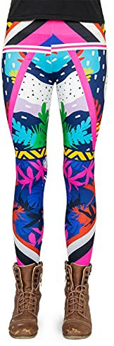cosey - Neon Line Leggings - knallige Farben- in verschiedenen Leuchtend bunten Designs (Einheitsgröße) (Tropenleucheten)