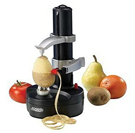 Peeler per Patate Elettriche Multifunzione Automatico Rotante, Acciaio Inox Sbuccia Pela Mela, Pera, Verdura, Kiwi, Pesche E Tanto Altro,Black