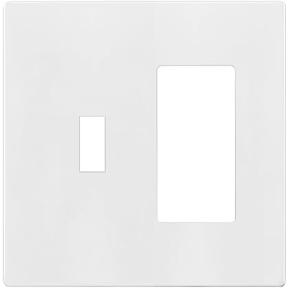 ENERLITES Combination Toggle Light Switch/Decorator Light Switch Plate, Double Switch Wall Plate, Standard Size 2-Gang 4.68 x 4.73, Polycarbonate Thermoplastic, Gloss Finish, SI881131-W, White