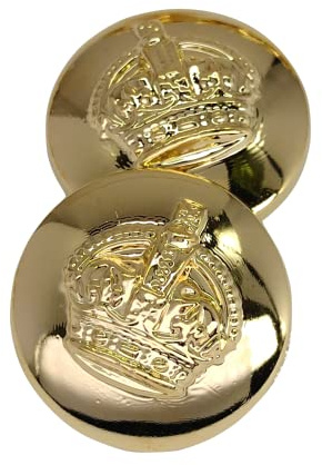 25 vergoldete und versilberte Knöpfe mit eingravierter Krone - 15 mm, 20 mm und 23 mm - Hergestellt und versandt aus Spanien