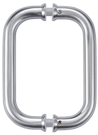 Ranbo C-Shaped 203mm Tubular Back-to-Back Frameless Glass Shower Door Push Pull Handle, Fits 8-12mm(5/16-1/2) Glass Doors,203mm Mounting Hole Distance,for Shower Door,barn Door,Brushed Nickel
