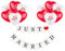 Just Married Deko Set Rot Weiß Just Married Girlande Deko Banner mit 12 Pcs Herz Luftballons Just Married Latex Ballons (10 Zoll) Hochzeitsdeko Geschenk für junge Ehepaar usw.