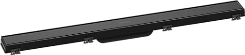 hansgrohe Fertigset Duschrinne RainDrain Match, Abflussrinne 800mm, Bodenablauf Dusche mit höhenverstellbarem Rahmen, Schwarz