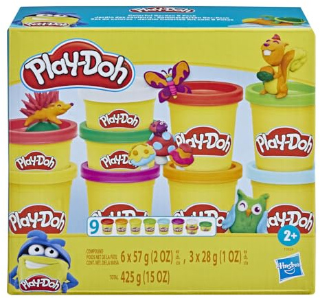 Play Doh - Farbenfroher Garten - Set mit 9 Teigdosen zum Formen - verschiedene Farben - 28 g und 56 g Dosen - Bastelspielzeug - ungiftig - Alter: 2+