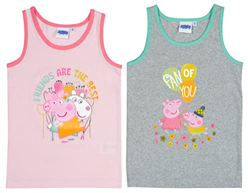 United Labels Peppa Wutz Unterhemd für Mädchen Kinder Tank Top Unterwäsche Rosa/Grau (2er Pack)