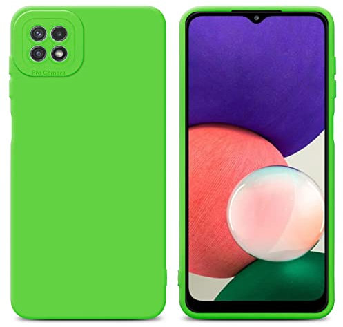 Cadorabo Hülle kompatibel mit Samsung Galaxy A22 5G Schutzhülle TPU Silikon Case Liquid Design mit Kameraschutz Slim Kratzfest Weiche Gummi mit Rundumschutz Case Hülle für Galaxy A22 5G in Grün