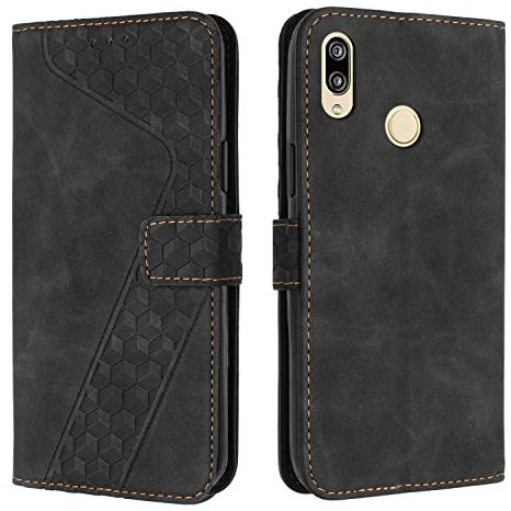 OKZone Kompatibel mit Huawei P20 Lite/Nova 3e Hülle, PU Leder Handyhülle Tasche Wallet Schutzhülle Flip Cover Klappbar Stoßfeste Brieftasche Etui mit Magnet Kartenfach TPU Lederhülle (Schwarz)