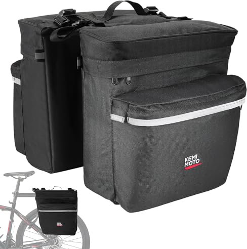 KEMIMOTO Sacoche de vélo avec housse de pluie, sac de selle de vélo étanche 34 L pour porte-bagages arrière, sacs de rangement pour vélo de montagne, accessoires de vélo électrique pour navetteur