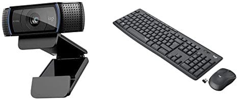 Logitech C920 Hd Pro Webcam, Videochiamata Full Hd 1080P/30Fps, Audio Stereo, Funziona Con Skype & MK295 Kit Mouse e Tastiera Wireless – Tecnologia SilentTouch, Tastierino Numerico