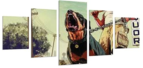 Gta 5 Poster Wandkunst 5er Set Drucke Leinwand Bild Drucke Modern Aesthetic Poster Wanddekoration