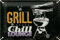Blechschild 30 x 20 cm BBQ Kugelgrill: Grill & Chill Lounge - DekoNo7