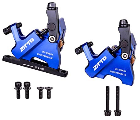 pistro Ultralight Bicycle Hydraulic Disc Brake Calipers Set with Mounting Bolt, 140mm Floating Discs Bike Repair Component Parts - Blue