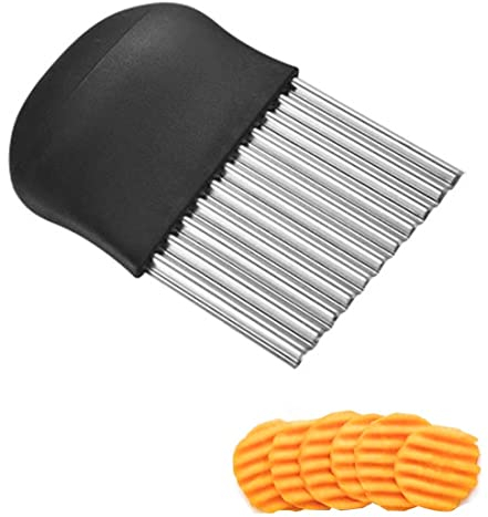 SJBAUTYO 1 Pezzi Taglia Patate Ondulato,Tagliapatate a Lama Ondulata Inox,per Verdure da Cucina, Patate, Cetrioli, Carote