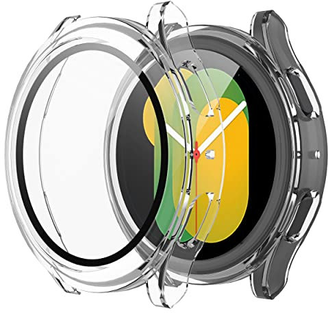 Misxi 2 Stück Hard PC Schutzhülle Hülle mit Gehärtetem Glas Kompatibel mit Samsung Galaxy Watch 5 Galaxy Watch 4 40mm, Rundum Case Schutz mit Displayschutzfolie für Galaxy Watch5/4, Transparente