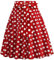 Damen 1950er Jahre Vintage Rock A Linie Faltenrock Hohe Taille Midirock Blumendruck Tellerrock Polka Dot Rockabilly Swing Rock mit G?rtel Knielang Partyrock Rot XXL