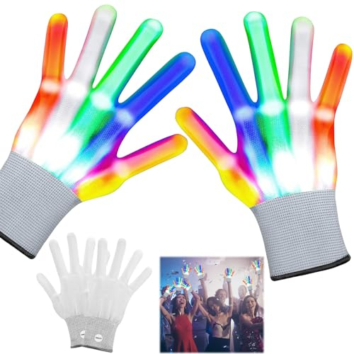 Led Handschuhe, Blinkende Handschuhe, LED Leuchtspielzeug, LED Handschuhe Halloween Mitgebsel Geburtstag, Blinkende LED Handschuhe für Erwachsene Halloween Weihnacht Raves Party Clubs Partygeschenke