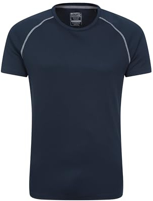 Mountain Warehouse Endurance Mens T-Shirt – Breathable Tee, UPF50 Protection, Lightweight Shirt, Comfortable & Quick Drying Top - Spring Summer, Travelling Navy Reflect XXS