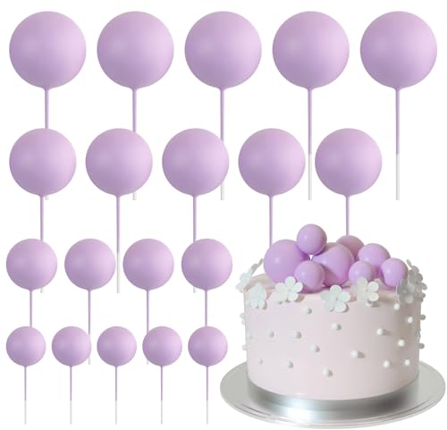 ASTARON 20 Piezas Adornos de Bolas para Pasteles Mini Globos Adornos para Pasteles Bolas Selecciones para Pasteles para Decoraciones de Pasteles de Cumpleaños y Bodas (Morado claro)
