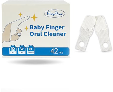 BabyPearl Baby Tongue Cleaner Newborn Finger Toothbrush, 42 Count Disposable Wet and Dry Use Baby Mouth Cleaner, Newborn Oral Care Clean 0-36 Months Toddler Teeth, Gums, Tongue Coating