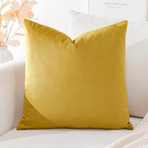 Artscope Samt Kissenbezug Kissenhülle Dekorative Dekokissen Sofakissen Lendenkissen Wurfkissenbezug Sofa Schlafzimmer 50x50cm Gold