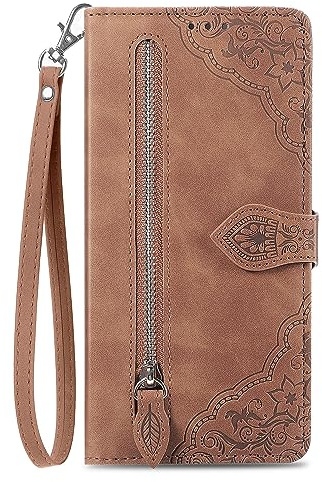 NEXCURIO Handyhülle für Samsung Galaxy S24 5G Hülle Klappbar mit Kartenfäch Ständer Klapphülle Schutzhülle Leder Wallet Flip Case Cover Tasche Handytasche Stoßfeste - Braun