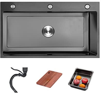 Sink Kitchen Sink Gun Grey Sink Nano Hand Sink Washbasin Thickened 4.0Mm/Black/65-45Cm