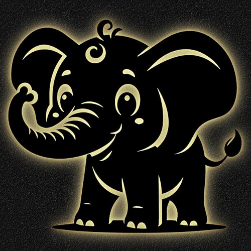 Namofactur Süßer Elefant Baby Dekolampe DIY-Set aus MDF-Holz – LED Schlummerlicht & Einschlafhilfe für Kinderzimmer, Wanddeko, 12 Farboptionen