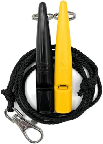 ACME Hundepfeife No. 211,5 mit Pfeifenband | Im Doppelpack | 2 Pfeifen inklusive 2 Bänder | Ideal für den Rückruf - Laut und weitreichend (Black + Yellow)
