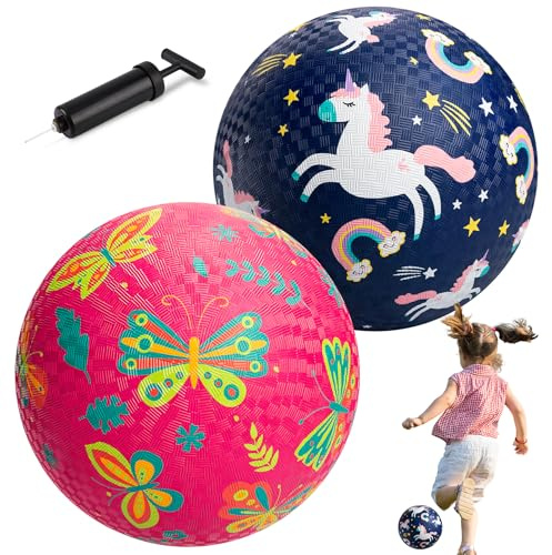 U&C Planet Spielbälle 15cm, 21.5 cm mit Luftpumpe für Kinder ab 3 Jahre | Weiche Gummi-Bälle Dodgeball & Handball für Innen- und Außenbereich Geburtstagsgeschenk für Jungen & Mädchen