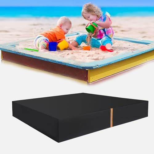 Bâche Bac à Sable Imperméable 125 * 125 * 20cm Housse de Bac à Sable de Protection Couverture de Bac à Sable en Tissu Oxford avec élastique Noir, pour Bac à Sable de Jardin