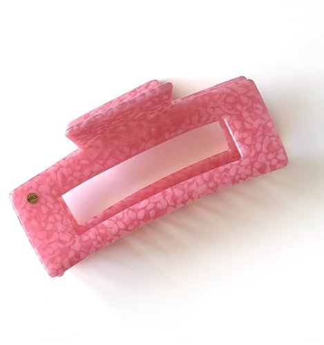 ella cases Alma Haarklammer Groß Eckig Dotty Pink Haarschmuck Haarspangen Damen für dickes und dünnes Haar Bruchsicher aus nachhaltigem Baumwoll Acetat
