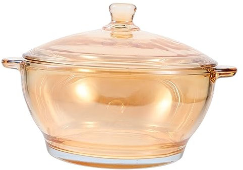 MAGICLULU 1pezzi Heat Resistant Glass Noodle Bowl with Lid Double Ear Design for Home Use for Soup and Oven Dishes