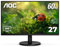AOC U27B3A 4K 27 IPS 3840x2160 UHD Frameless Monitor, Display Port x1, HDMI x2, Built in Speaker, Eye Care, Flicker Free, 1 Billion+ Colors, sRGB 128.7%, VESA