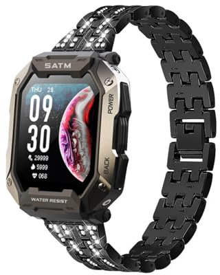 Edelstahl Diamanten Armbänder für AMAZTIM C20/ Kospet Tank M1 Pro Armband, Damen Metall Strass Bänder mit Verstellbare Glitzer Ersatzarmband mit AMAZTIM C20/ Kospet Tank M1 Pro Uhrenarmband (6)