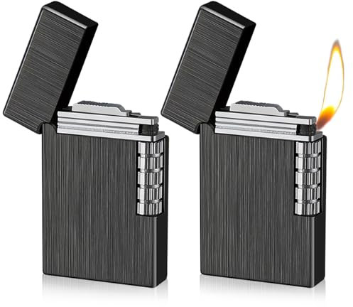 GOEDCH Mechero Inflable Portátil: 2 Piezas Encendedor Retro de Queroseno, con Muela de Metal, sin Gas, para Cocina, Barbacoa y Camping
