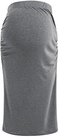 Maternité Femmes Enceintes Jupe Classique Taille Haute Couleur Unie Femmes Enceintes Jupe Jupe Dance (Grey, S)
