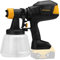 IEBUDA Brushless Cordless Paint Sprayer for Dewalt 20V Battery, 1200ML Electric Paint Gun with 4 Nozzles,1000ml/min Flow Rate & 150 Din/s Viscosity for Walls,Furniture.Yellow (Battery Not Included)