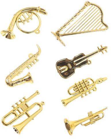 Garneck 7St Christbaum anhänger Tannenbaum anhänger The Craft Weihnachtsdekoration für Saxophon Mini-Puppenhauszubehör Weihnachtsinstrumente- Mini-Instrumente für Party Harz Golden