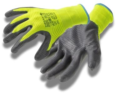 Högert Technik VECHTE Guantes con revestimiento de nitrilo, guantes corrugados verde/gris C, talla 11, resistentes a la abrasión, ideales para trabajos de montaje y mantenimiento precisos