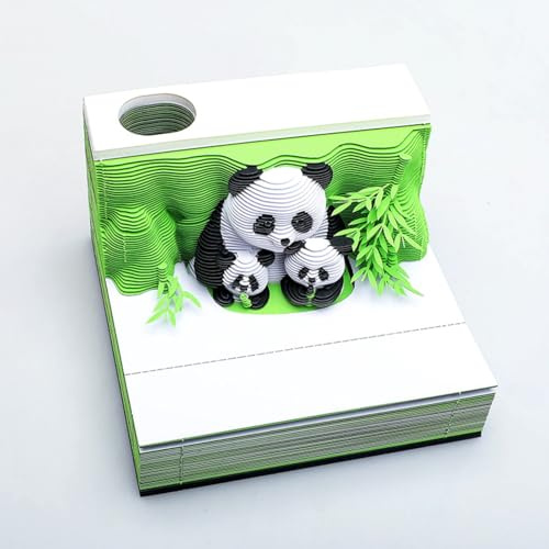 3D Panda Kalender 2025, 3d notizblock kalender 2025, 3D-Tränenpapierkalender 2025, Papier Schnitzerei Kunst für Panda, DIY Arbeitsplattendekoration