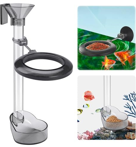TESSTSY Aquarium Futterrohr Kit, Futterrohr Aquarium mit Fütterungsring, Reinigungsbürste, Garnelen Futterschale aus Acryl, Einstellbare Länge Garnelen Futterrohr, für Aquarien Fische Garnelen